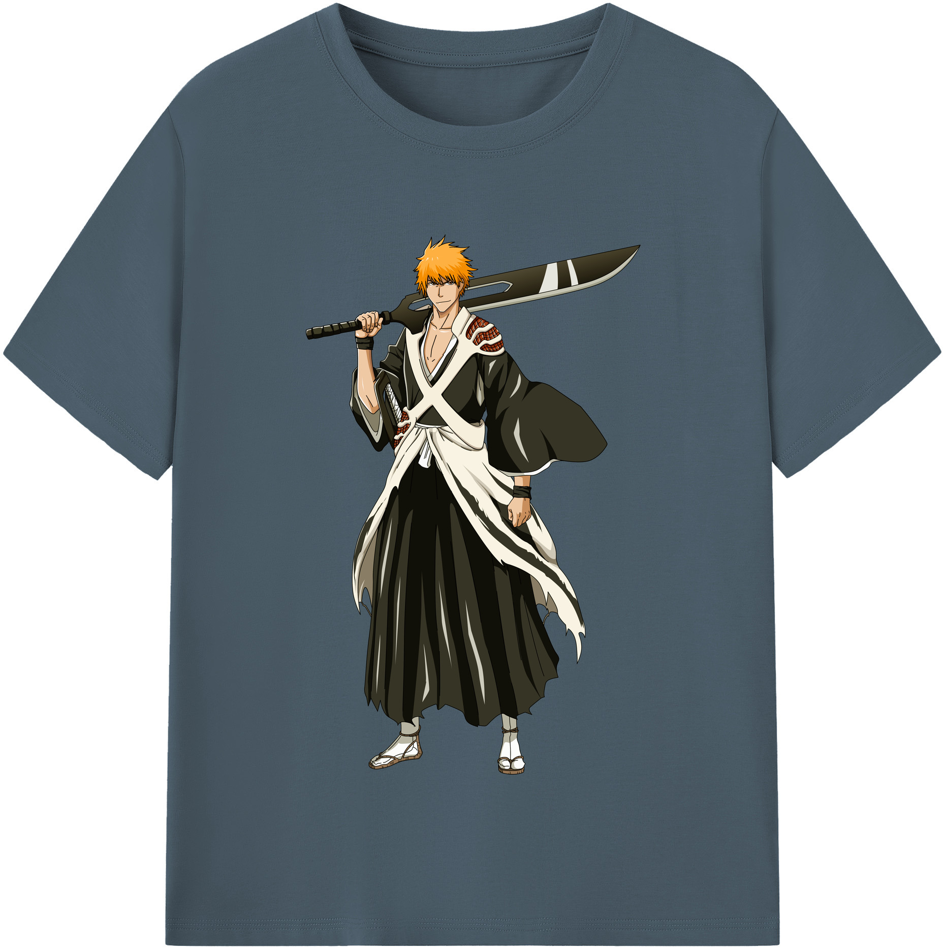 （画像用） ブリーチ 黒崎一護（くろさき いちご）BLEACH Kurosaki Ichigo 綿100％半袖Tシャツ（フロントプリント）